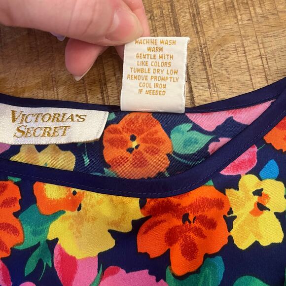 Vintage Victorias Secret Floral Nightgown S Satin Gold Label Sleep Shirt Pajamas - Picture 6 of 10